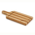 Cutting Board - 13.75" x 6" x 1.0" - Combination Hardwoods Edge Grain with Groove and Handle